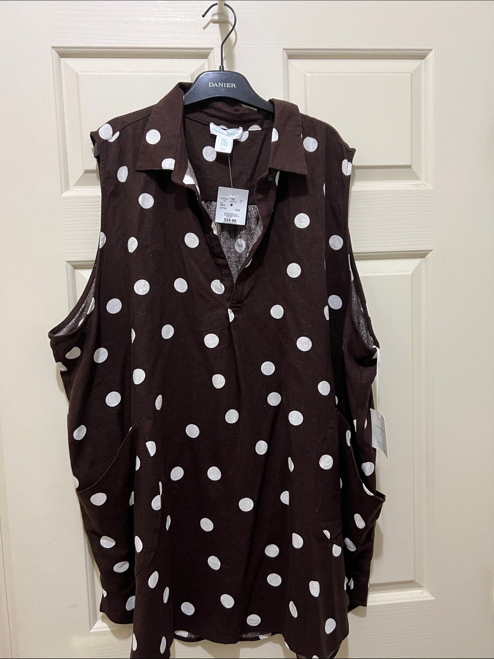 Cynthia Rowley Brown Sleeveless Polka Dot Tunic (sz 3x)